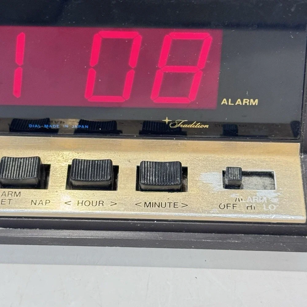 Vintage Sears Roebuck Tradition Alarm Clock Faux Woodgrain Model 47176 Hong Kong